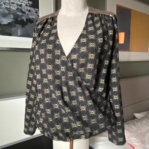 House of Harlow 1960 Sequined Shoulders and Skulls Print Top EXTRA SMALL